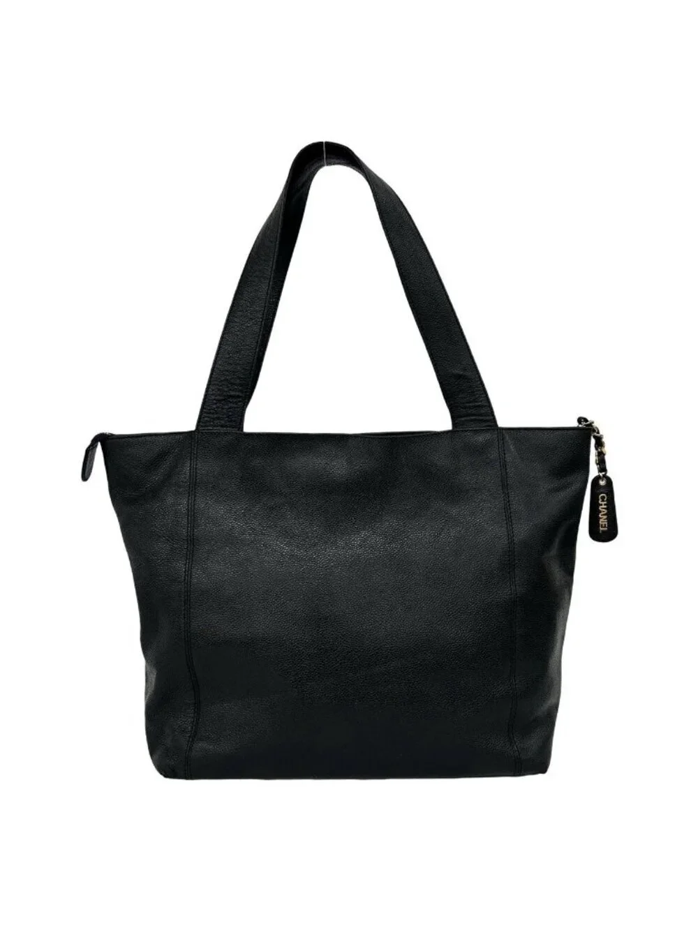 Chanel Vintage CC Logo Caviar Leather Tote Bag Black